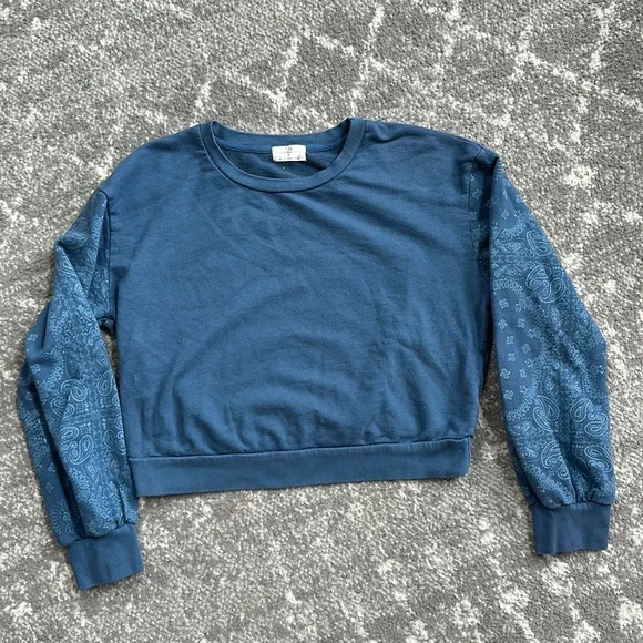 Anthropologie T.La cropped style blue sweatshirt - Picture 8 of 9